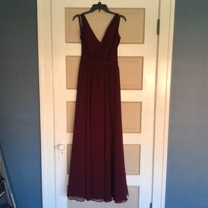 Bordeaux colored bridesmaid dress